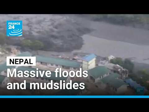 Striking images show new flash floods hitting central Nepal