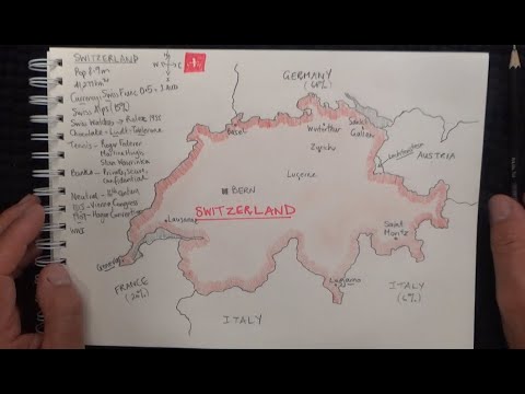 ASMR - Drawing a Map of Switzerland - Australian Accent - Chewing Gum & Quietly Whispering