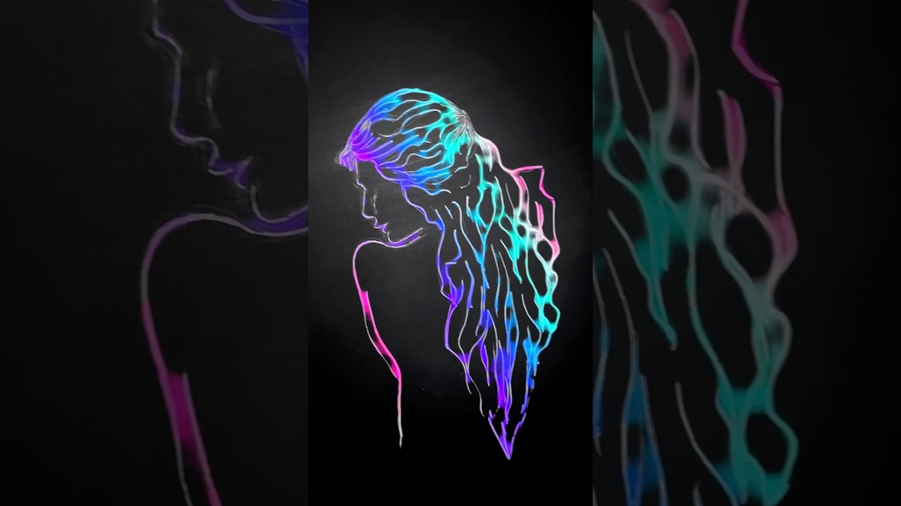 Drawing a Mysterious Woman Silhouette In 1 Minute #drawing #shorts #viral #youtube