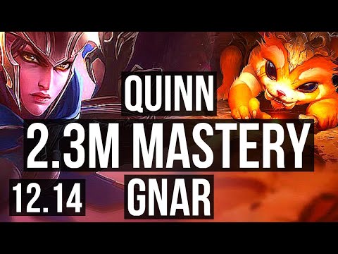 QUINN vs GNAR (TOP) | Rank 3 Quinn, 2.3M mastery, 6/1/3, 800+ games | KR Grandmaster | 12.14