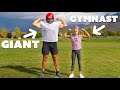 Gymnast Vs Giant Football Player!