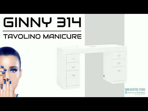 Ginny 314 tavolino manicure in legno bianco con aspiratore e doppia cassettiera