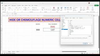 Hide the numeric cell values in Excel
