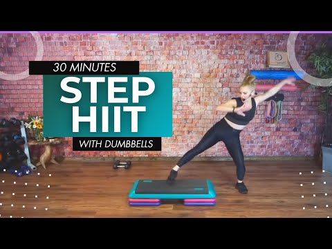 POWER Cardio Step Workout with Dumbbells - 30 min Sweat!