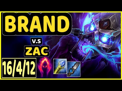 NIGHTBLUE3 (BRAND) vs ZAC - 16/4/12 KDA JUNGLE GAMEPLAY - NA Ranked DIAMOND