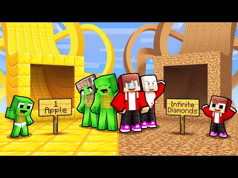 Mikey Family and JJ Family Choose the Right Tunnel in Minecraft (Maizen)