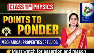 Mechanical Properties Of Fluid | NCERT Points To Ponder | Physics Class 11 #neetjee