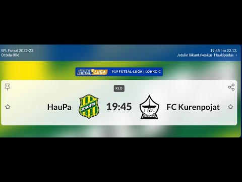 P19 Futsal-Liiga HauPa - FC Kurenpojat klo 19:45