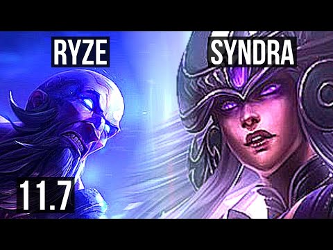 RYZE vs SYNDRA (MID) | Rank 6 Ryze, Godlike | KR Challenger | v11.7