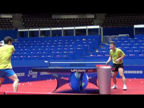 Ma Lin practising multiball at the World Championships in Dortmund 2012