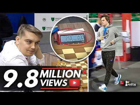 Magnus Carlsen arrives 2.30 mins late for a 3 minute game | World Blitz 2022