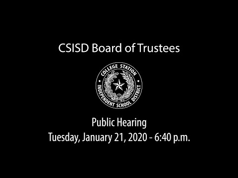 CSISD Board Meeting 1/21/2020 - Public Hearing