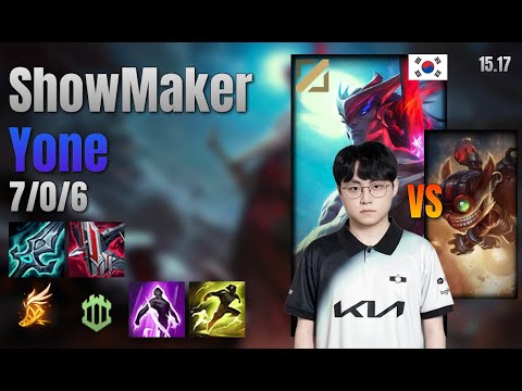 ShowMaker Mid Yone vs Ziggs lol KR solo rank Full Game 15.17 | 쇼메이커 요네 vs 직스