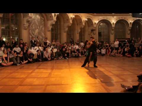  Adrian Veredice  and  Alejandra Hobert  are  dancing  to  the  nontraditional song  "  Alma en Pena  "  at  TangoAmadeus  in  2011