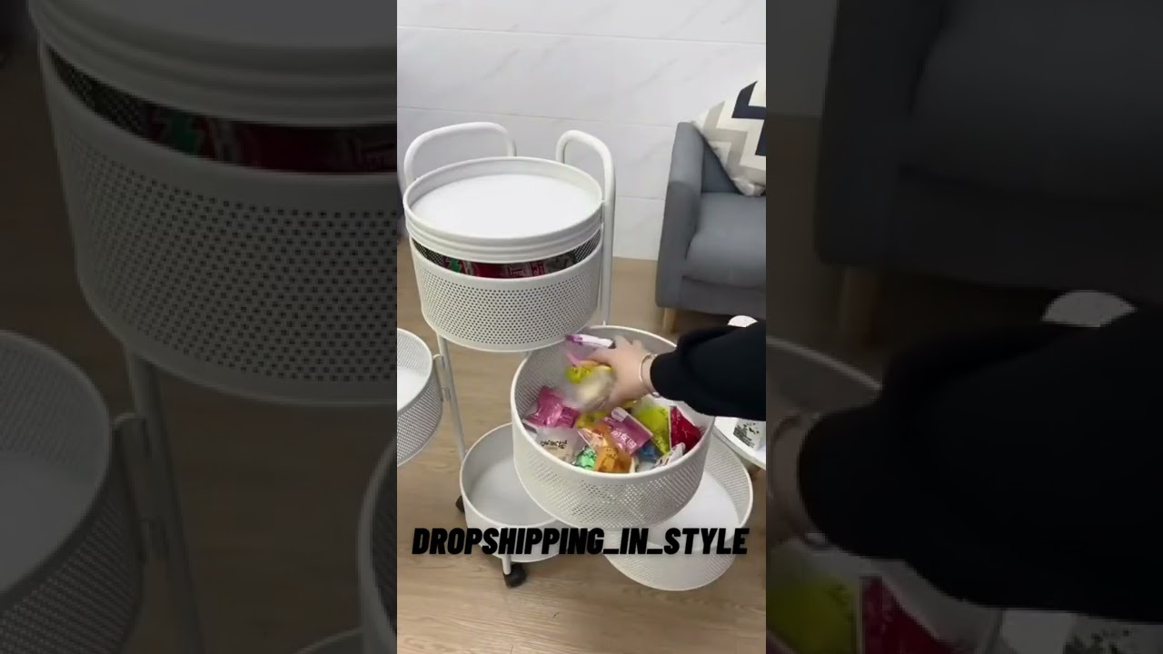 Rotating Vegetable Rack Floor-Standing Rotating Basket Storage Shelf Stand Round Multi-Layer Kitchen