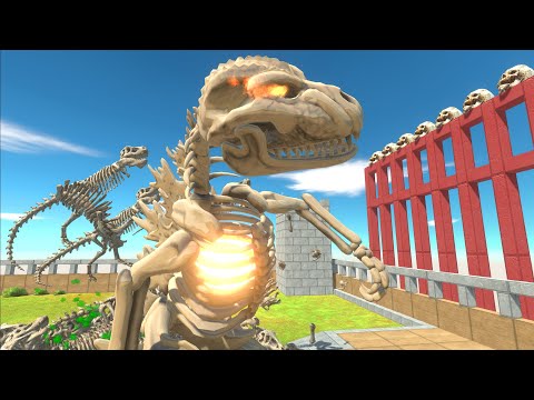 Godzilla Skeleton vs all Dinosaurs 100X of arbs - Animal Revolt Battle Simulator