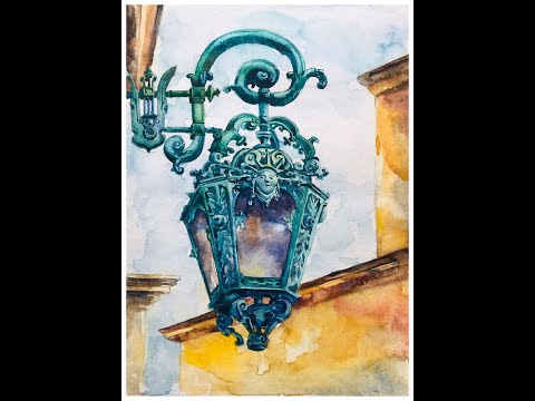 SPEEDPAINT - WATERCOLOR - STREETLIGHT  (АКВАРЕЛЬ. УЛИЧНЫЙ ФОНАРЬ)