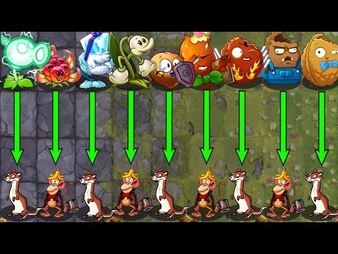 All Plant Power Up VS Zombie Monkey And Ice Weasel Attack || Who Will Win || Pvz2