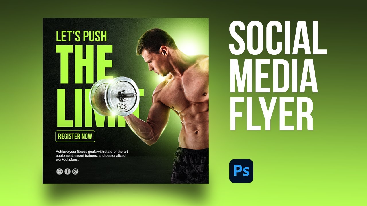 Social Media Flyer Design for Fitness Gym in Photoshop | Eye-Catching Gym Flyer Tutorial