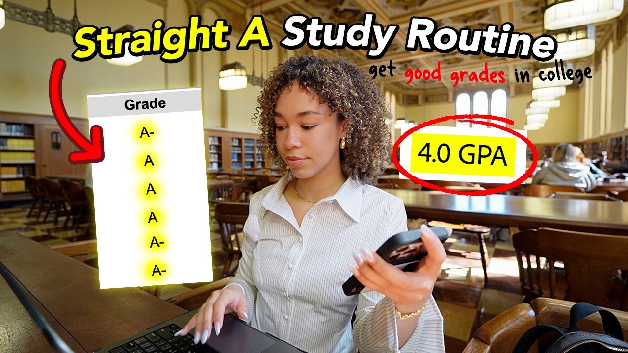 How to get GOOD GRADES in COLLEGE ✅ straight A student study routine + organization tips
