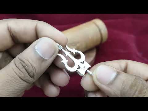 Lord Shiva Symbol Trishul with Damru Locket in Pure Silver video