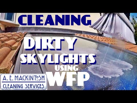 Cleaning Dirty Skylights Using Water Fed Pole