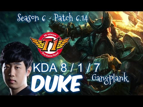 SKT T1 Duke GANGPLANK vs RUMBLE Top - Patch 6.14 KR Ranked | League of Legends