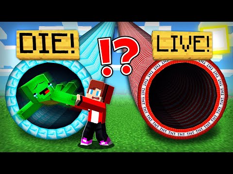 JJ and Mikey CHOOSE the Right TUNNEL in Minecraft Challenge - Maizen