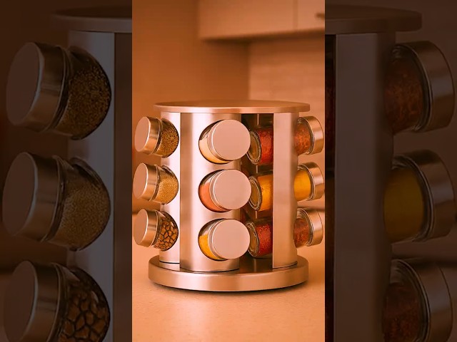 Video PORTA CONDIMENTOS GIRATÓRIO EM INOX COM 12 POTES DE VIDRO PARA TEMPEROS