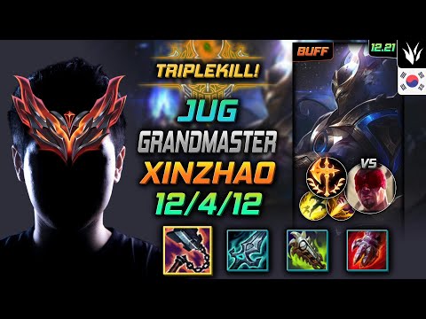 GrandMaster Jungle Xin Zhao Build Goredrinker Conqueror - LOL KR 12.21