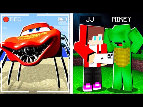 JJ and Mikey Found MCQUEEN.EXE on Hidden Cameras in Minecraft ! - Maizen