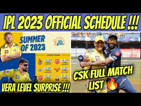 Csk IPL 2023 Full Match Schedule List 💥