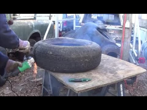 how to cut a tire for the dump
