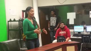 Drea Avent speaks to youth at Meadowcreek HS