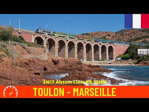 Cab ride Toulon - Marseille (France, Côte d'Azur)  train driver's view in 4K