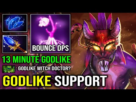 WTF 1st ITEM Scepter Godlike Support Witch Doctor with Fountain Death Ward EZ 20Min GG Dota 2