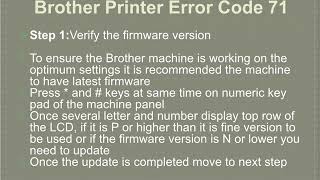 Brother Printer Error Code 71