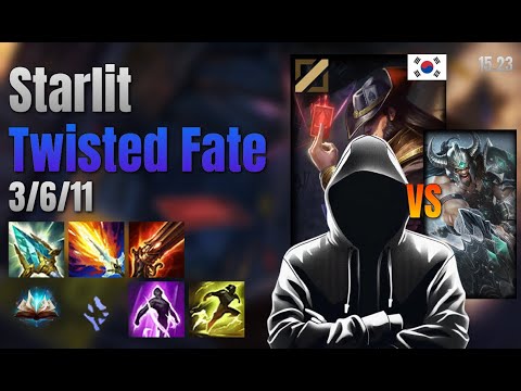 Starlit Mid Twisted Fate vs Tryndamere lol KR solo rank Full Game 15.23 | Starlit 트위스티드 페이트 vs 트린다미어
