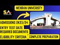 Mehran university Admissions 2023/24