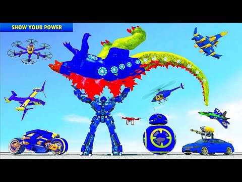 Dino Robot Flying Car Transform Game 2021: Multi Transform Robot War - Android Gameplay