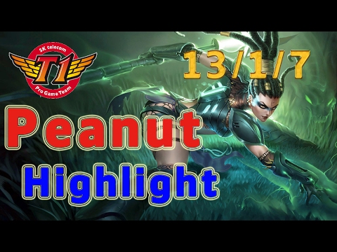 Highlight SKT T1 Peanut Nidalee Jungle vs Elise Patch 7.3