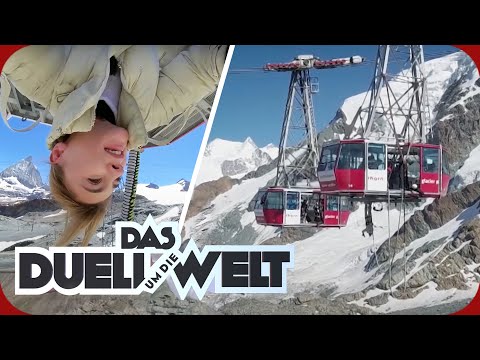 Kopfüber an einer Seilbahn hängen! Stefanie Giesinger in der Schweiz | Duell um die Welt | ProSieben