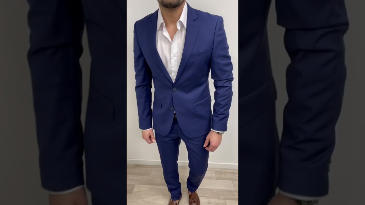 costume homme bleu roi muscle fit Mario Milano