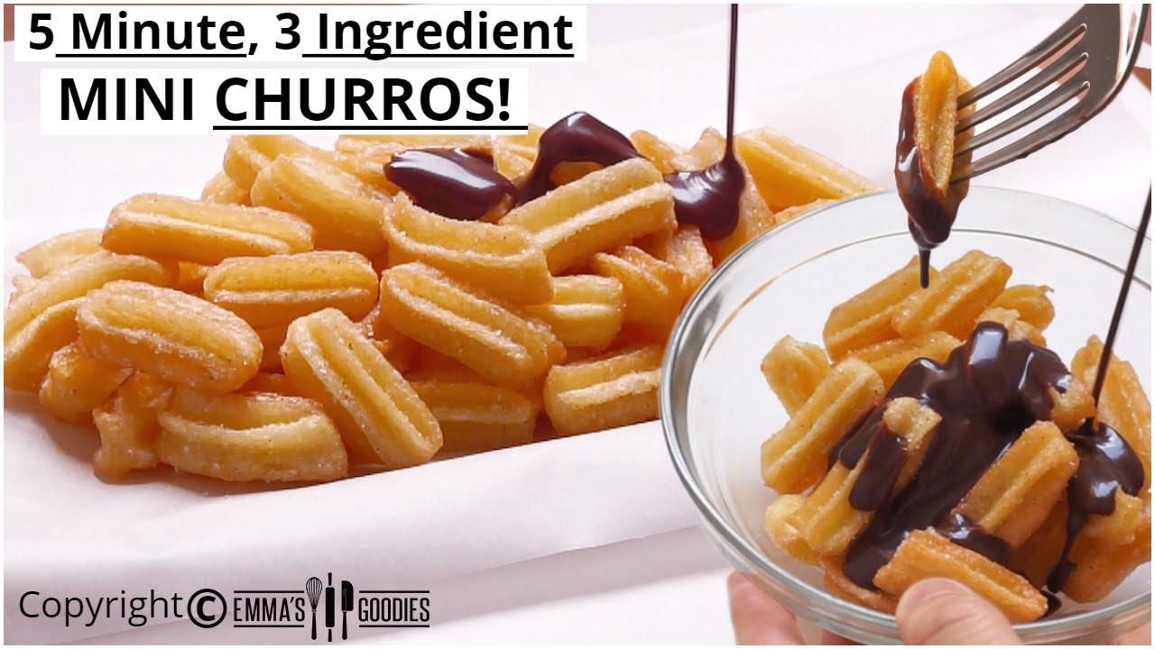 3 Ingredient MINI CHURROS! EASY Churros Recipe. How to make mini churros!