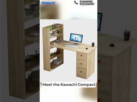 Kawachi Compact Computer Laptop Desk Study Table with 4 Shelves Storage 3 Drawers