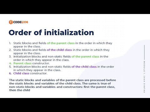 Java Initialization Order Codegym University Course