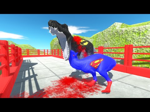 BATMAN BRACHIOSAURUS vs SPIDER MAN BRACHIOSAURUS DEATH RUN TOUR - Animal Revolt Battle Simulator