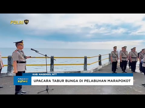 POLRES NAGEKEO LAKSANAKAN UPACARA TABUR BUNGA DI PELABUHAN MARAPOKOT SAMBUT HARI BHAYANGKARA KE-79