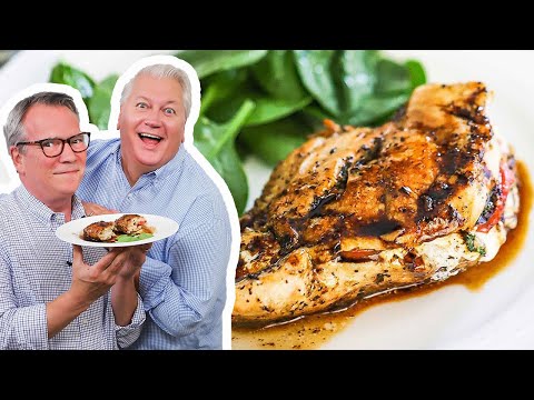 AMAZING! Caprese Stuffed  Chicken with Balsamic Glaze