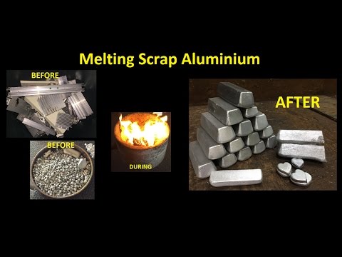 Melting scrap aluminium into huge amount of ingots